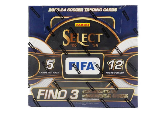 2023-24 Panini Select FIFA Soccer Hobby Box with blue and gold design elements