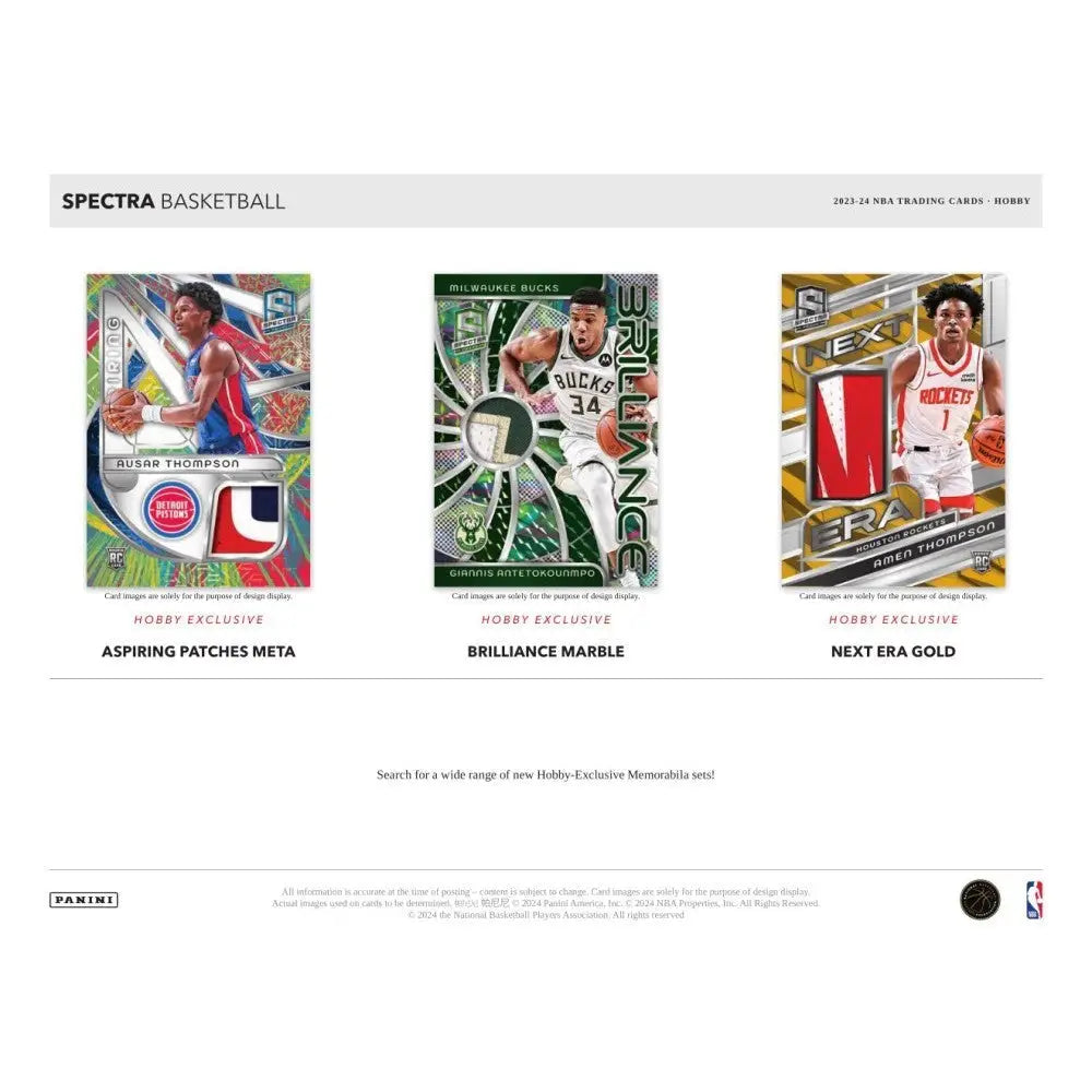 Product catalog page featuring NBA trading cards with hobby-exclusive parallels design