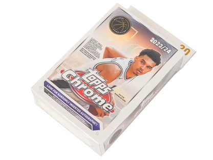 Sealed box of 2002-03 Topps Chrome basketball cards featuring refractors pink and Sudden Impact