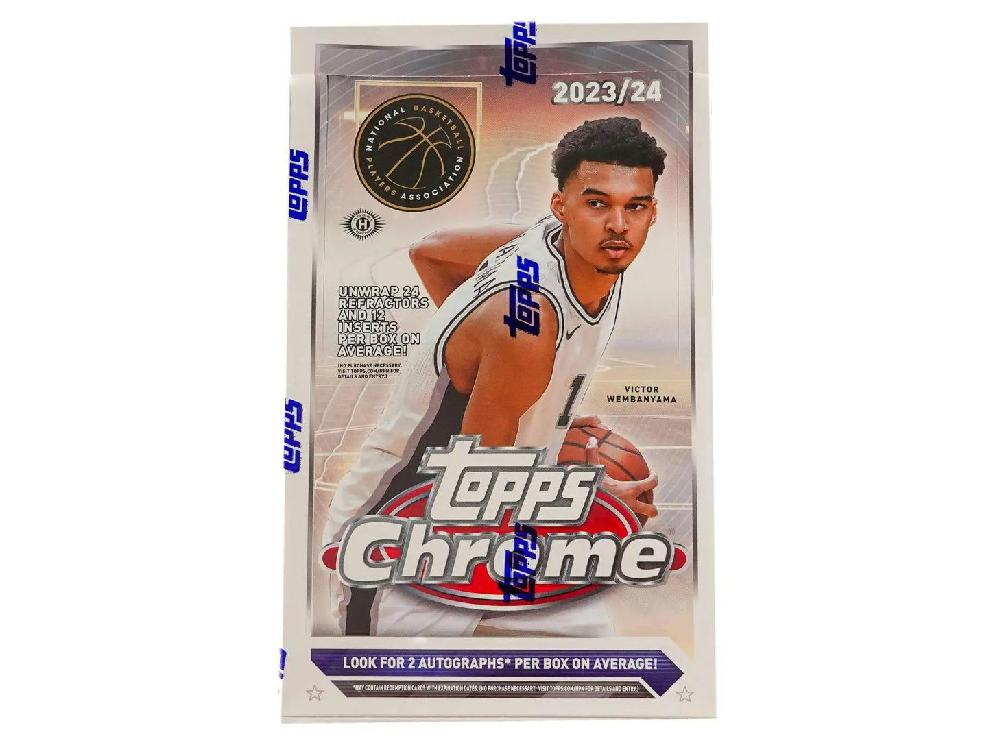 2023-24 Topps Chrome NBA trading card pack featuring base refractors and superfractors