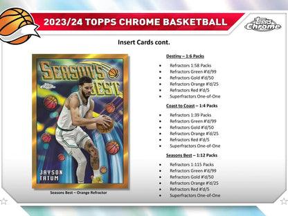 Basketball trading card with Season’s Best design from 2023-24 Topps Chrome Hobby Box