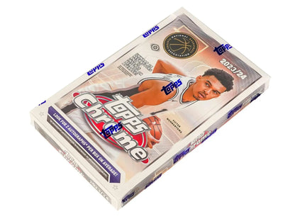 Sealed box of 1996 Topps NBA trading cards, featuring base refractors and superfractors