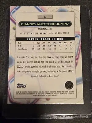 2023-24 Topps Chrome Cosmic #27 Giannis Antetokounmpo basketball card collectible