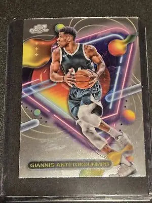 Giannis Antetokounmpo basketball card from 2023-24 Topps Chrome Cosmic collection