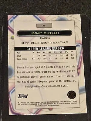 Jimmy Butler basketball card from 2023-24 Topps Chrome Cosmic #49 collectible series