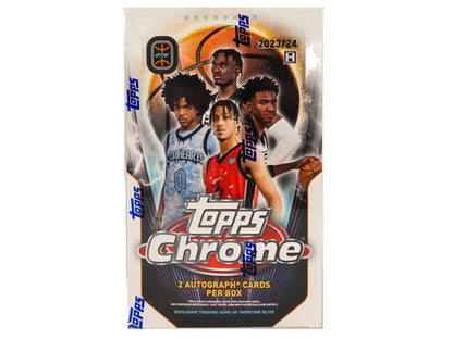 2021 Topps Chrome Baseball Card Box showcasing players, featuring refractors red and orange