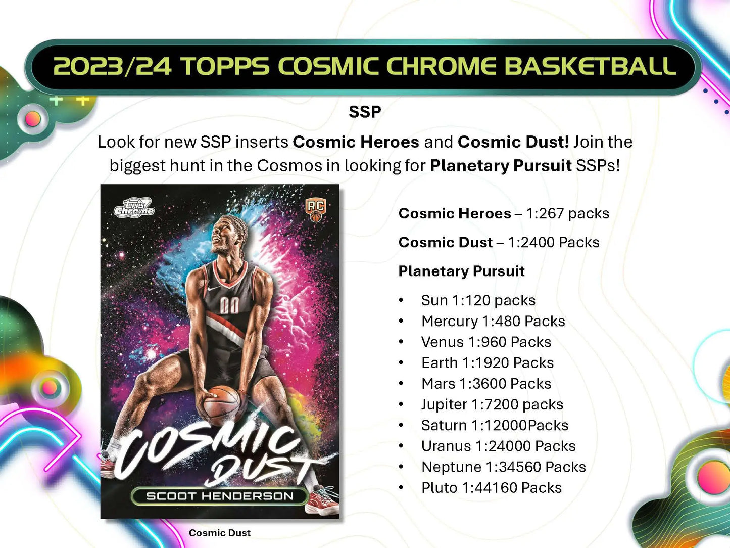 2023-24 Topps Cosmic Chrome Basketball box with player action and cosmic design