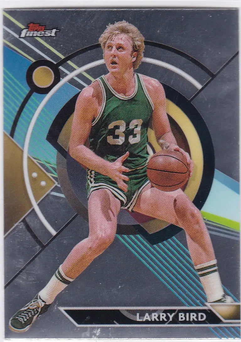 Larry Bird Boston Celtics Topps Finest #48 basketball card displayed for collectors