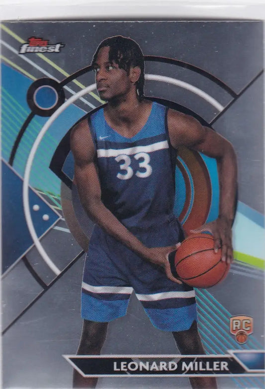 Basketball trading card of Leonard Miller RC Minnesota in Topps Finest uniform 33