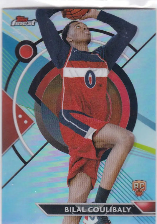 Bilal Coulibaly basketball card from 2023-24 Topps Finest Refractor #87 RC Washington Wizards