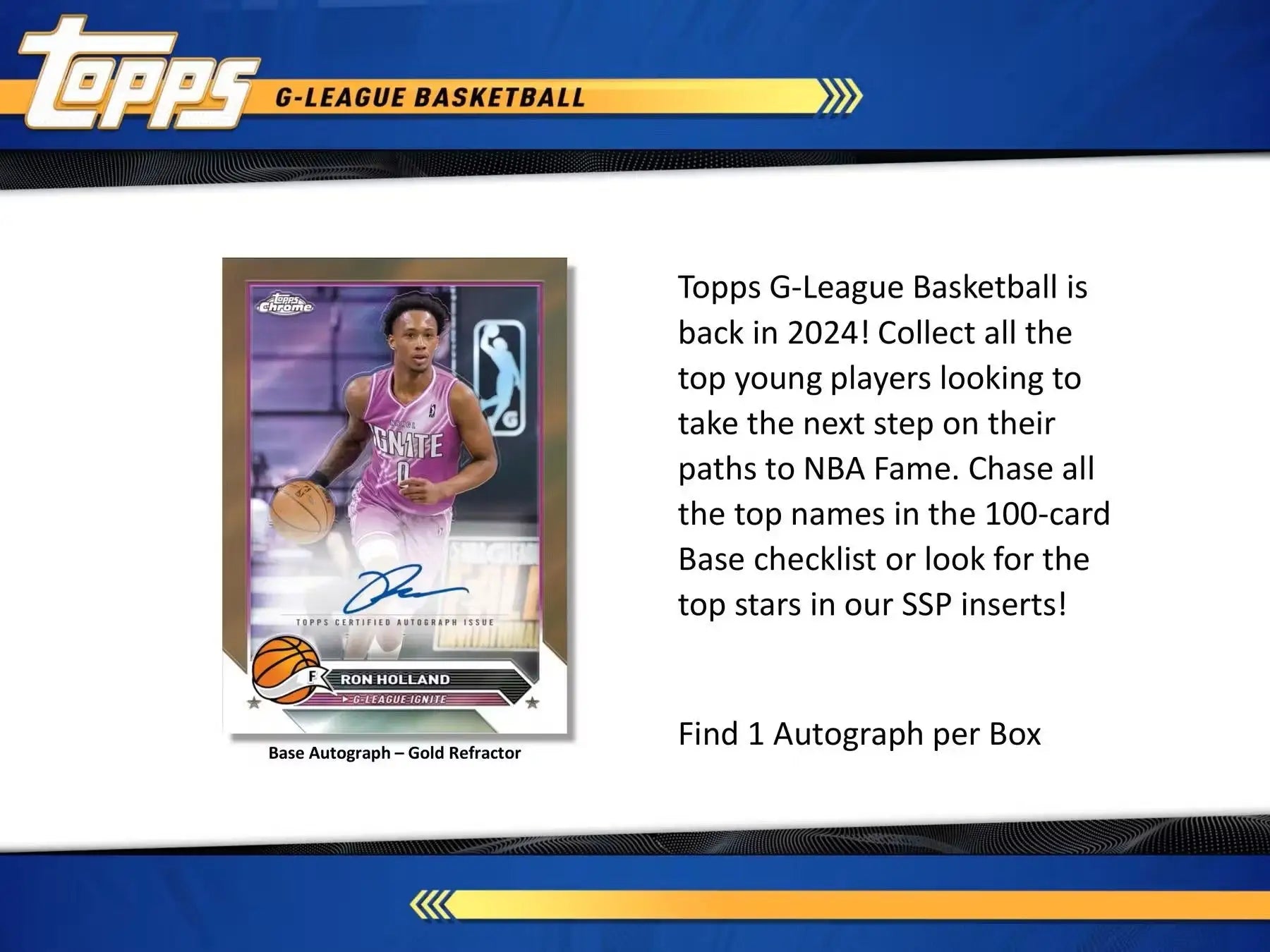 Topps G-League Basketball card of a player in a purple jersey from the Hobby Box