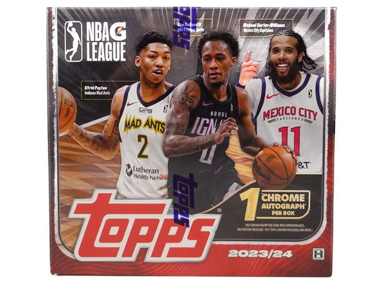 Topps NBA G League 2023/24 Hobby Box with basketball players on cover, perfect for collectors