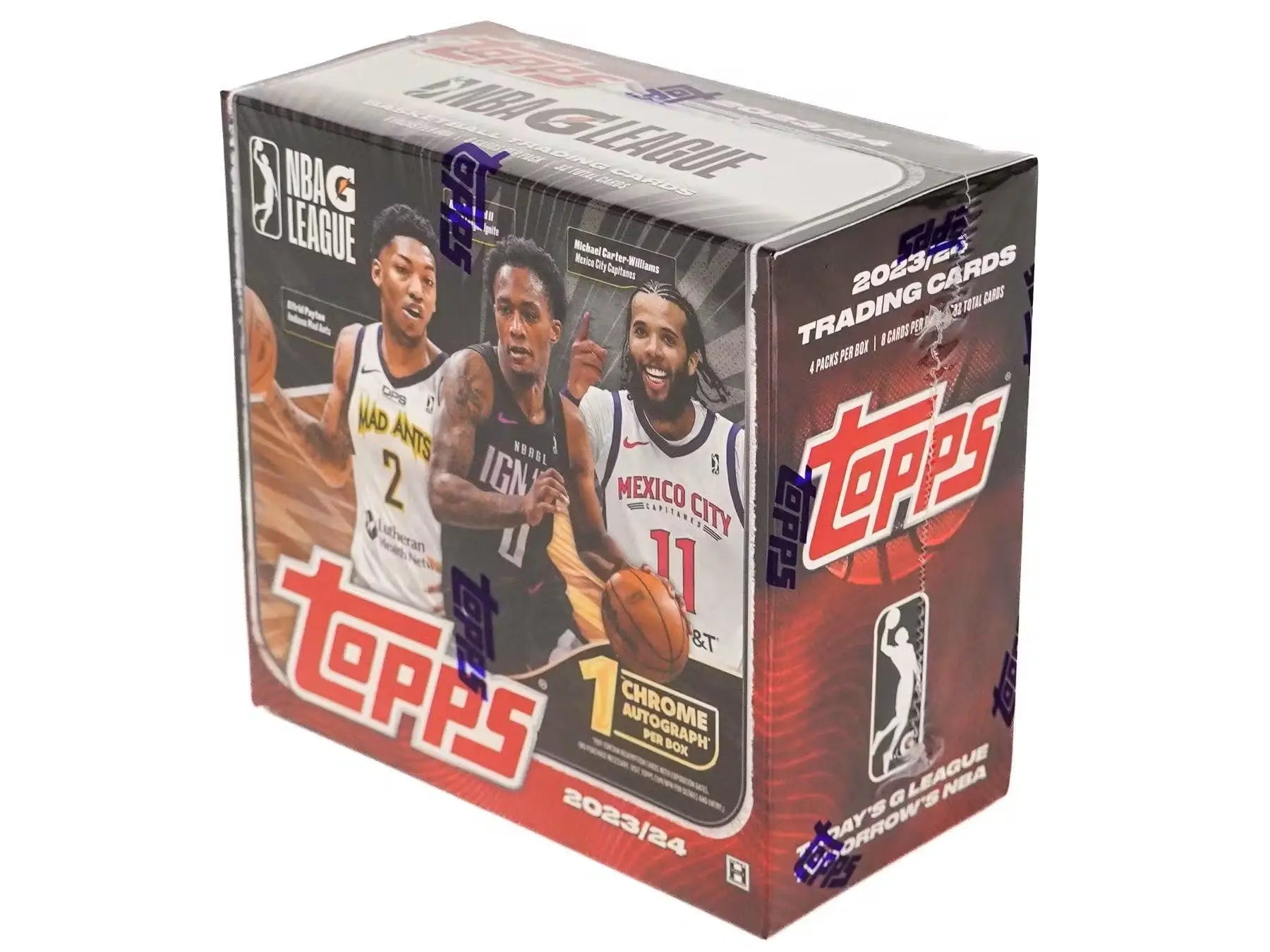 Sealed Topps NBA trading card box featuring draft bound players and base chrome design