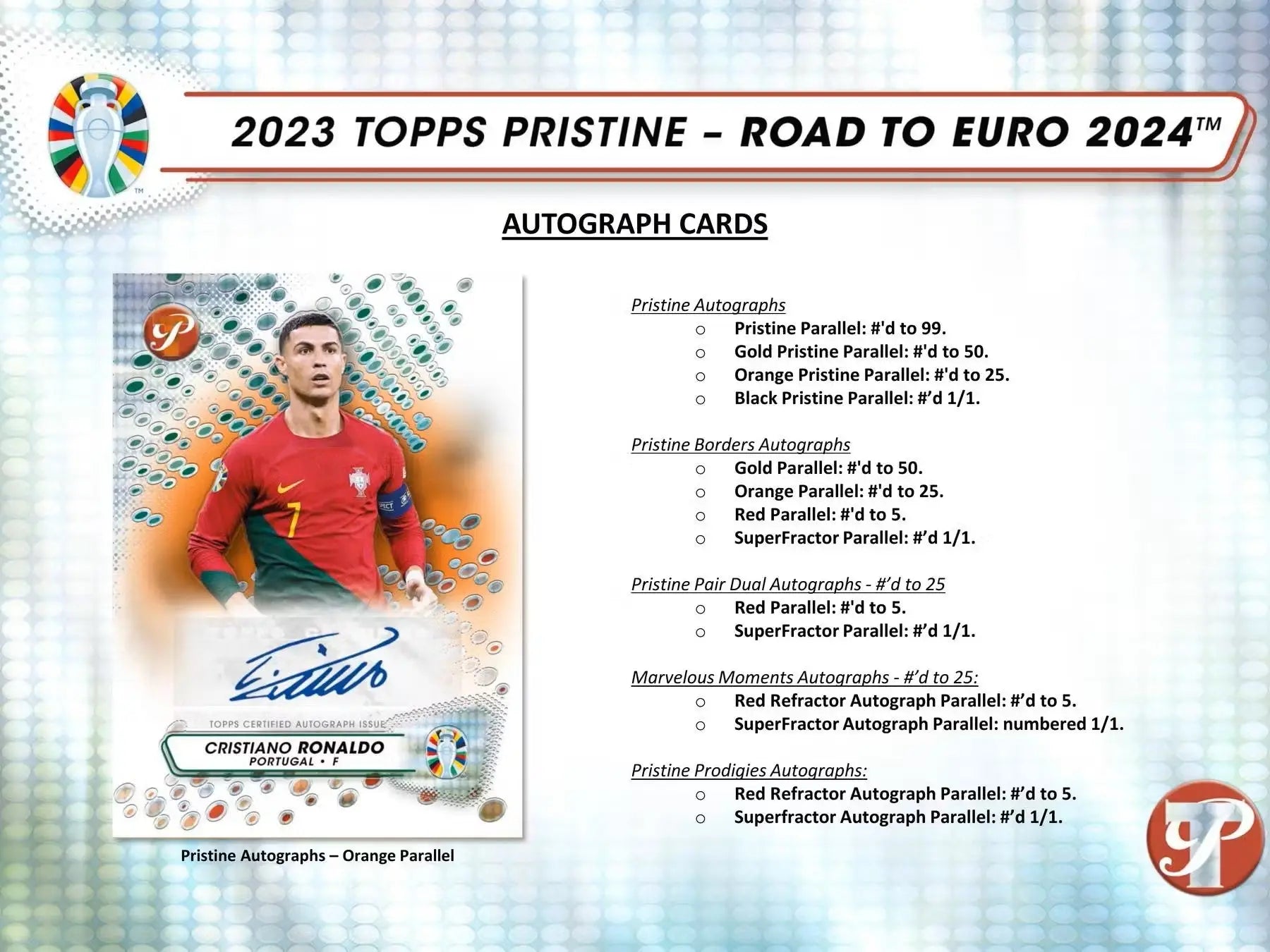 Soccer trading card with autograph of player in orange jersey, featuring refractor parallel design