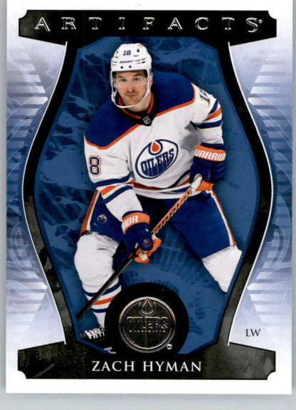 Hockey trading card of Zach Hyman from the Edmonton Oilers in Upper Deck Artifacts set