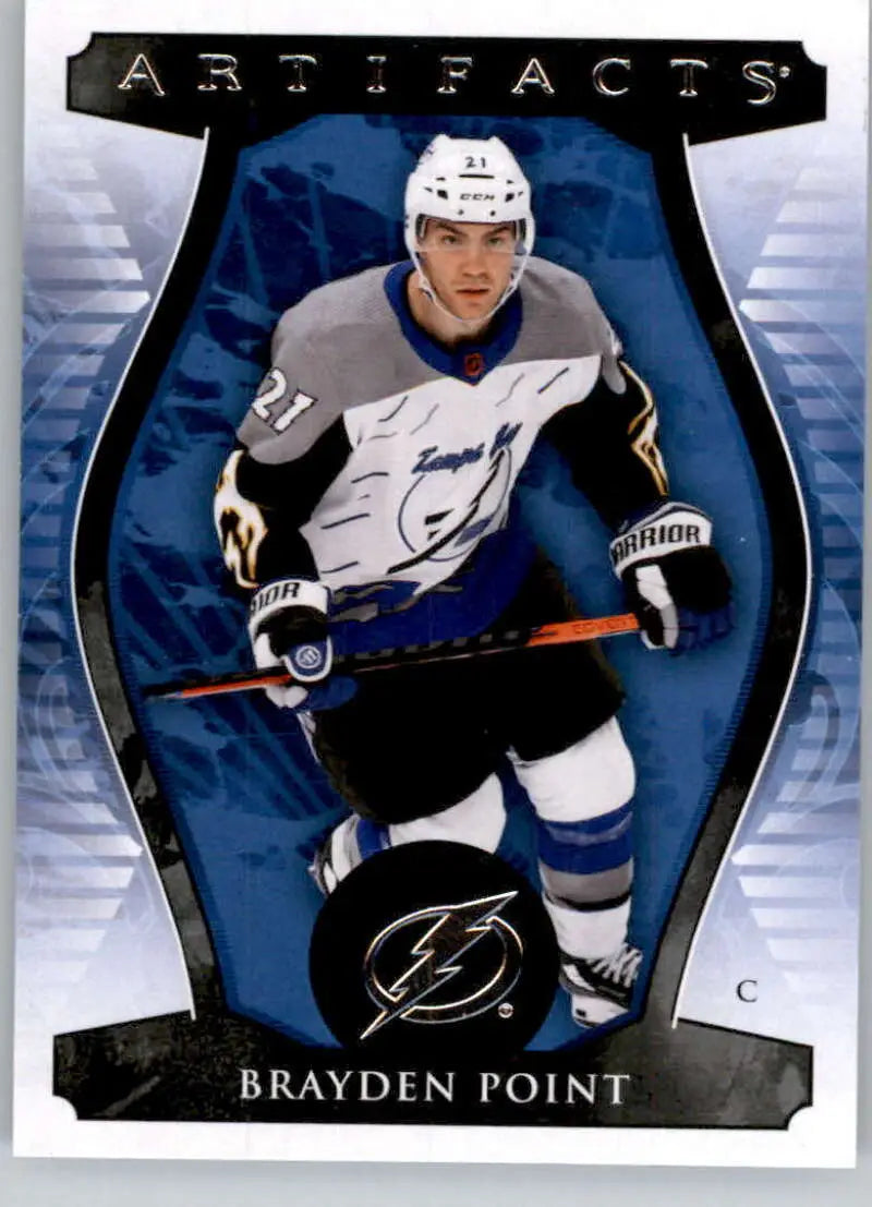 Hockey trading card of Brayden Point in Tampa Bay Lightning uniform, 2023-24 Upper Deck Artifacts