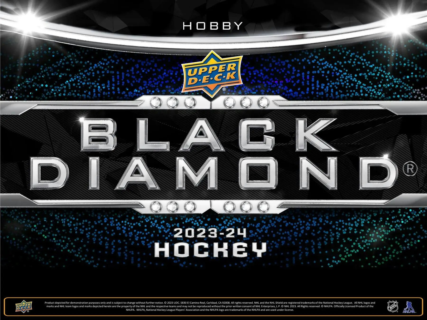 Upper Deck Black Diamond Hockey 2023-24 logo featuring exquisite collection and diamond relics