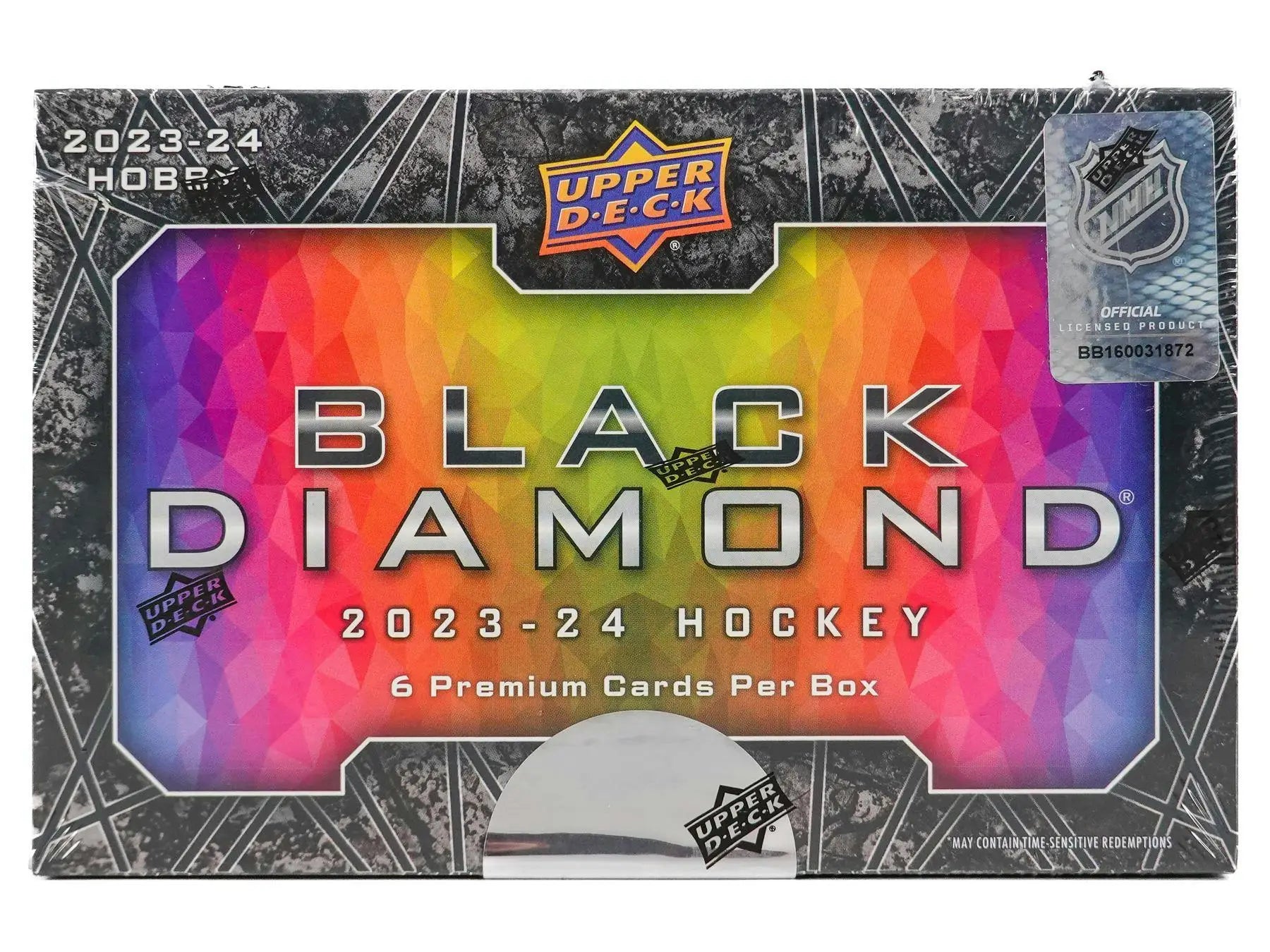 2023-24 Upper Deck Black Diamond Hockey Hobby Box with rainbow design and diamond relics