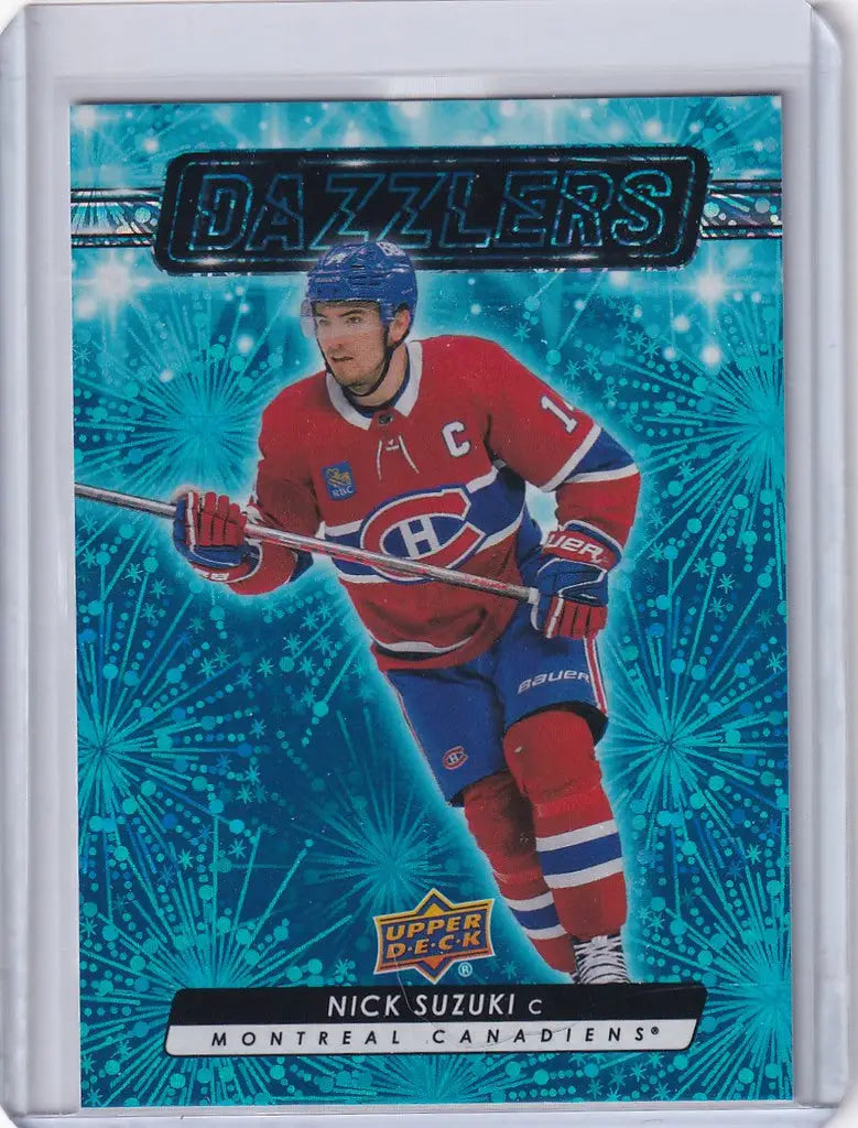 Hockey trading card of Nick Suzuki from Upper Deck Series 1 Dazzlers Montreal Canadiens