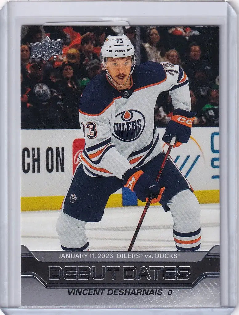 Hockey trading card of Vincent Desharnais Edmonton Oilers from Upper Deck Series 1