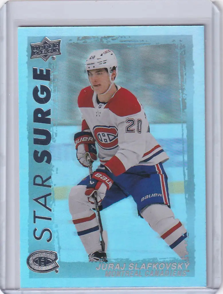 Hockey trading card of Juraj Slafkovsky Montreal Canadiens from Upper Deck Series