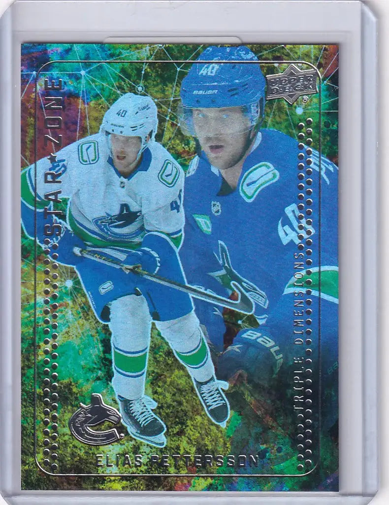 Hockey trading card of Elias Pettersson Vancouver Canucks from Upper Deck Series 1