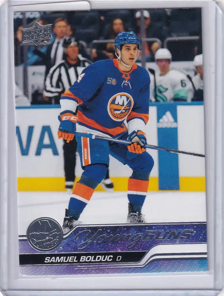 Hockey trading card of Samuel Bolduc from Upper Deck Series 1 New York Islanders