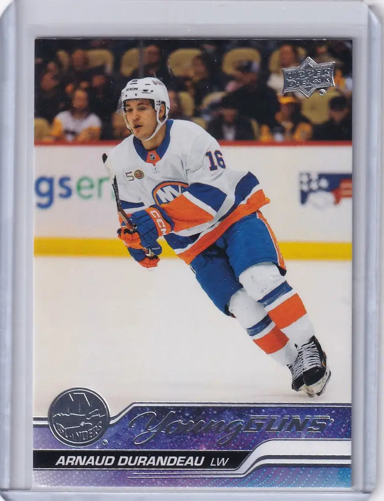 Hockey player card of Arnaud Durandeau from Upper Deck Series 1, New York Islanders