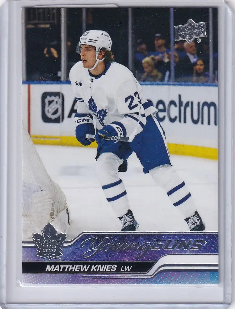 Toronto Maple Leafs player in white jersey number 23, Upper Deck Series trading card