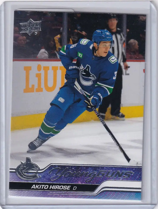 Hockey trading card of Vancouver Canucks’ Akito Hirose from Upper Deck Series 1