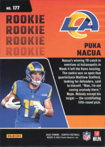 2023 Zenith Red Zone #177 Puka Nacua Rookie Los Angeles Rams Football Card NM-MT