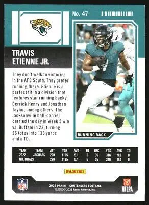 2023 Panini Contenders Game Ticket Red #47 Travis Etienne Jr Jaguars Card NM-MT