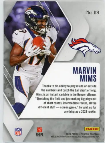 2023 Panini Phoenix #113 Marvin Mims Rookie Denver Nuggets Football Card NM-MT