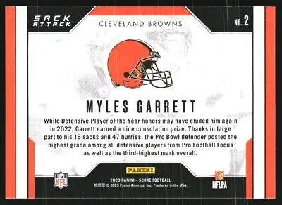 Myles Garrett 2023 Score Sack Attack #2 Cleveland Browns Football Card NM-MT