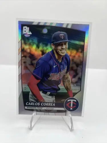 Carlos Correa baseball card from 2023 Big League Base Uncommon Rainbow Foil #221