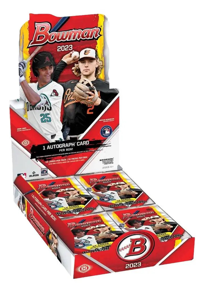 2023 Bowman Baseball Cards Hobby Box showcasing player images on packaging