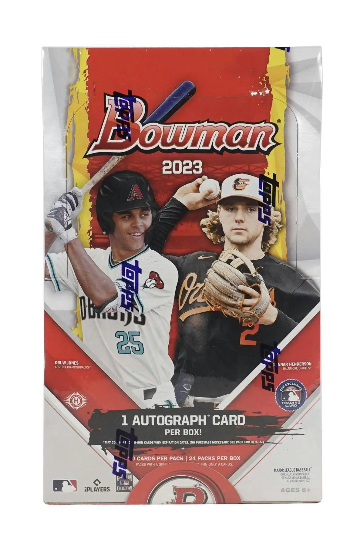 2023 Bowman Baseball Hobby Box with refractor parallel featuring two players in uniforms