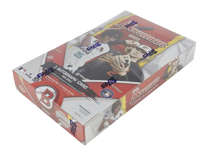 Sealed 2023 Bowman Baseball Hobby Box with Red Refractor design and Booster Packs