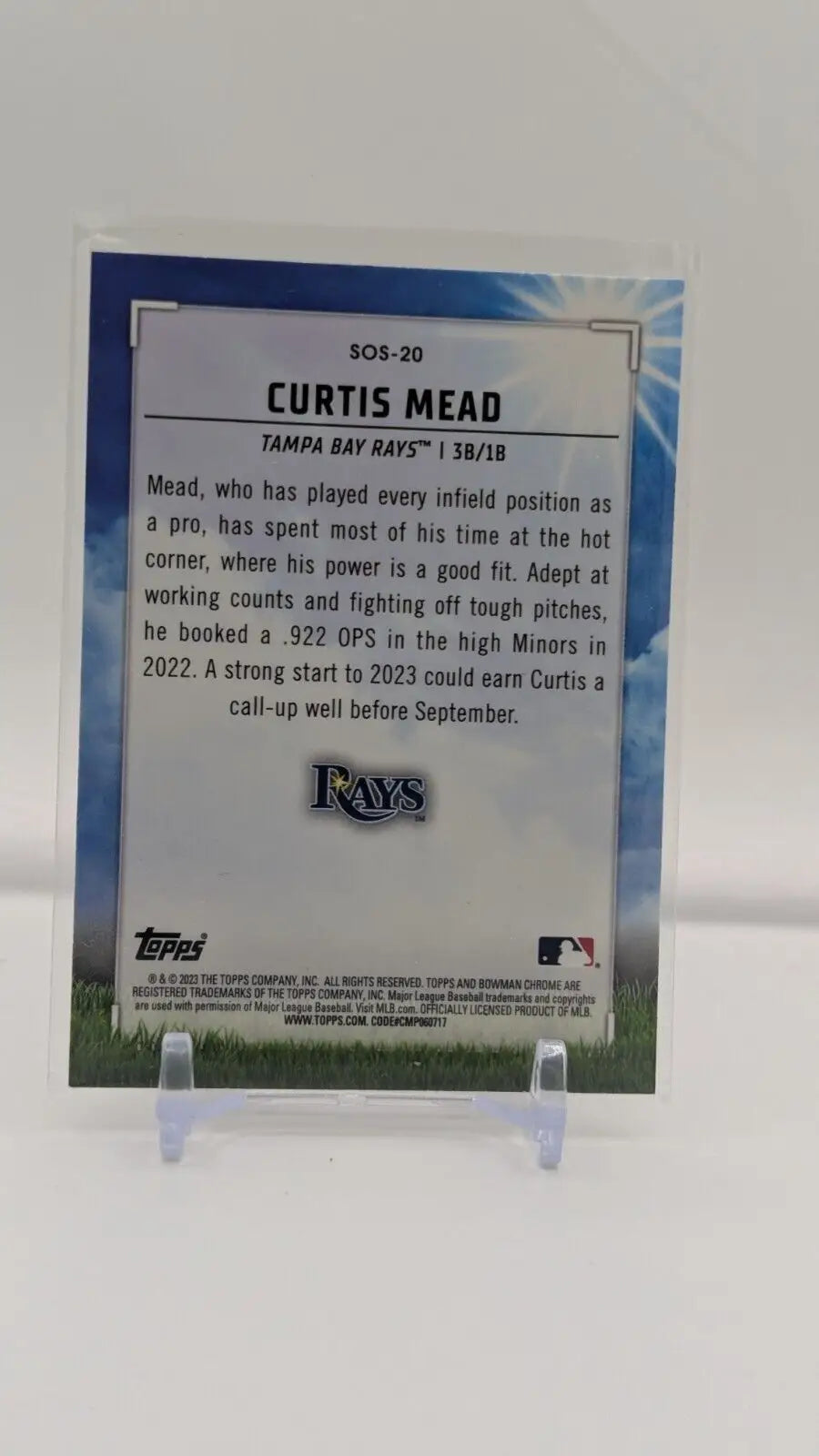 Curtis Mead baseball card from 2023 Bowman Chrome for Tampa Bay Rays fans