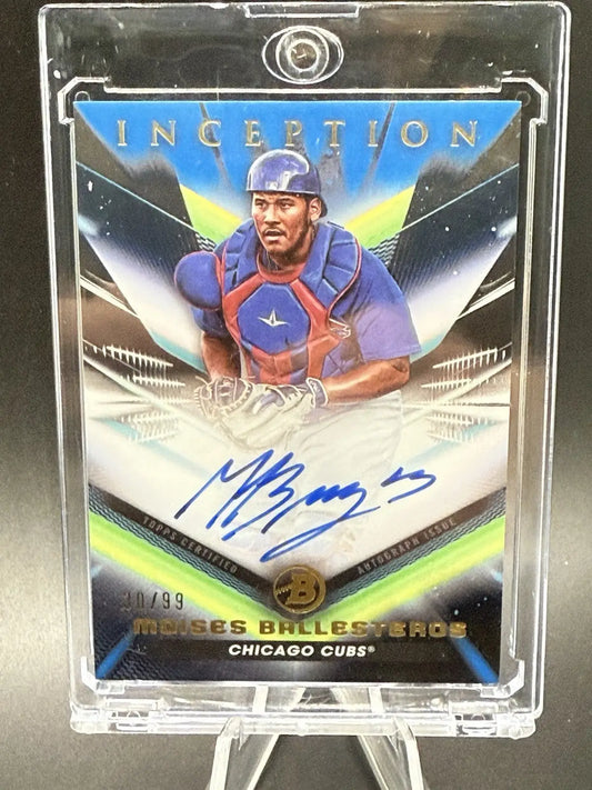 Moises Ballesteros autographed baseball card from 2023 Bowman Inception Autographs Blue Foil