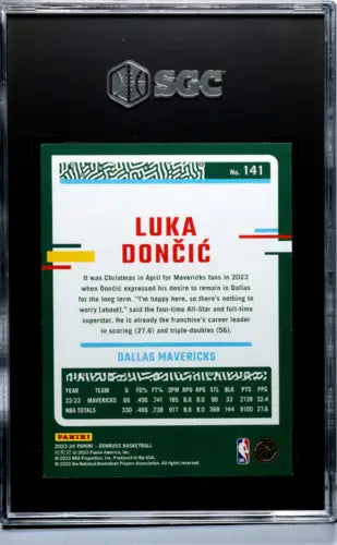 Graded 2023 Donruss Luka Doncic #141 Basketball Card SGC 9.5 for collectors