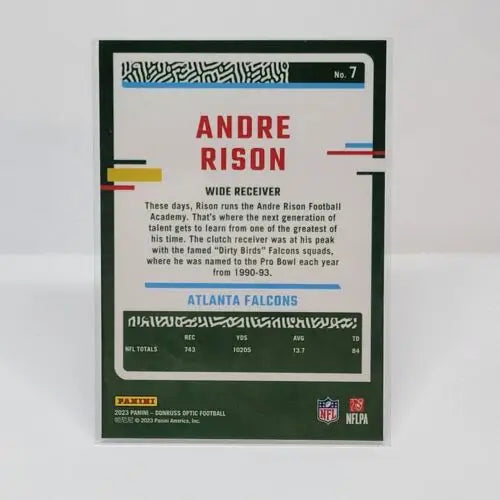 Back view of 2023 Donruss Optic Andre Rison Atlanta Falcons trading card