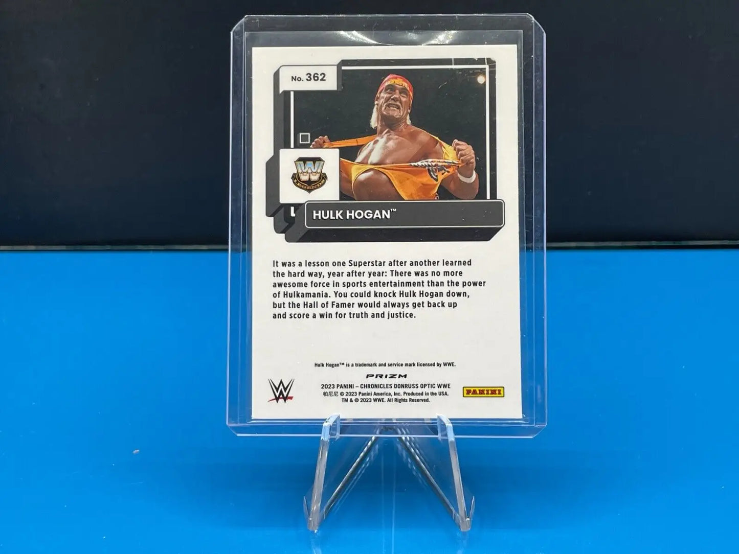 Hulk Hogan wrestling card from 2023 Panini Chronicles Donruss Optic Silver Wave #362