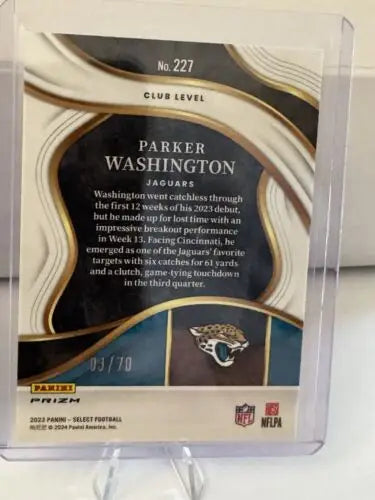 Parker Washington Jaguars football card from 2023 Jacksonville Jaguars Dragon Scale set