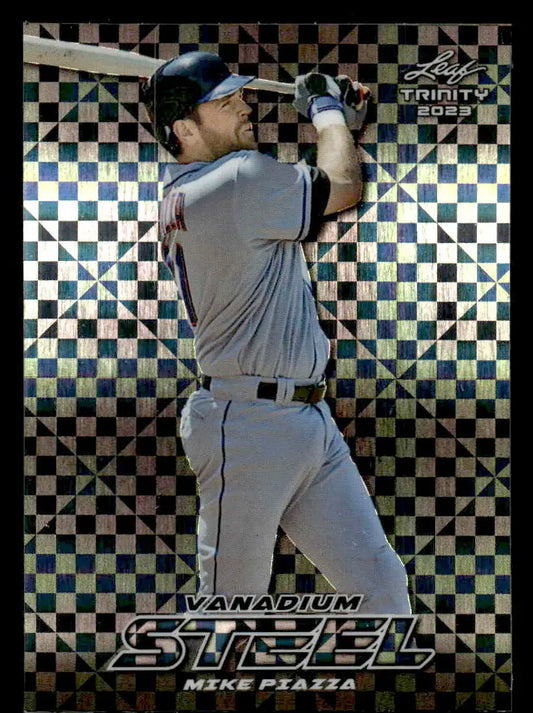 Mike Piazza Steel Vanadium Checkerboard Silver baseball card from 2023 Leaf Trinity