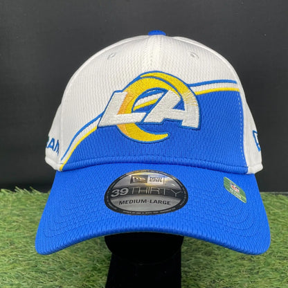 Los Angeles Rams New Era 39THIRTY On-Field Flex Hat for fans in Los Angeles