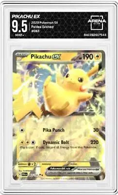 Graded Paldea Evolved Pikachu EX #063 Arena Club 9.5 collectible card