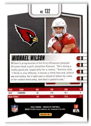 2023 Panini Absolute #132 Michael Wilson rookie card with original gloss, Cardinals