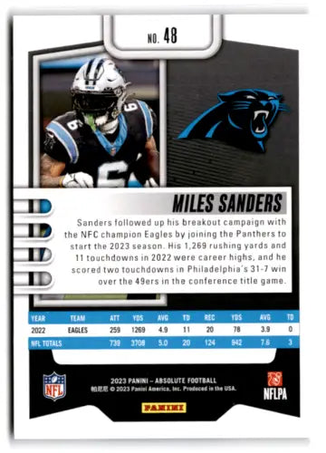 2023 Panini Absolute #48 Miles Sanders football card with original gloss finish