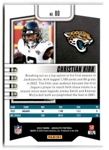 Christian Kirk football card from 2023 Panini Absolute featuring original gloss finish